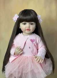 Большая виниловая кукла ручной работы в платье Reborn Baby Doll 55см