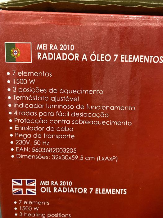 Aquecedor a óleo MEI RA2010 – 1500W, quase novo