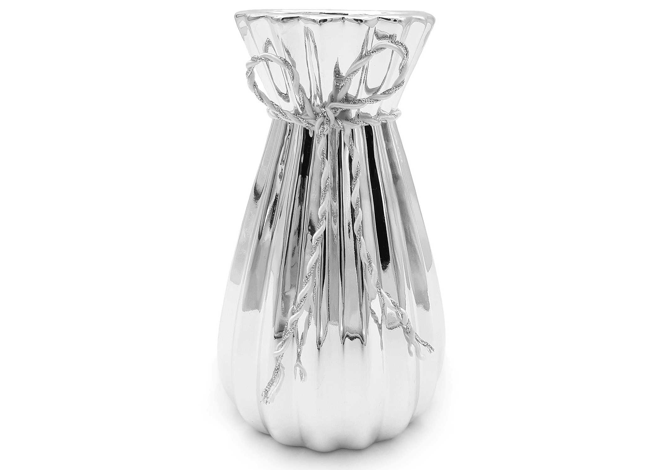 Srebrny wazon na kwiaty nowoczesny flakon glamour 20 cm NOWY
