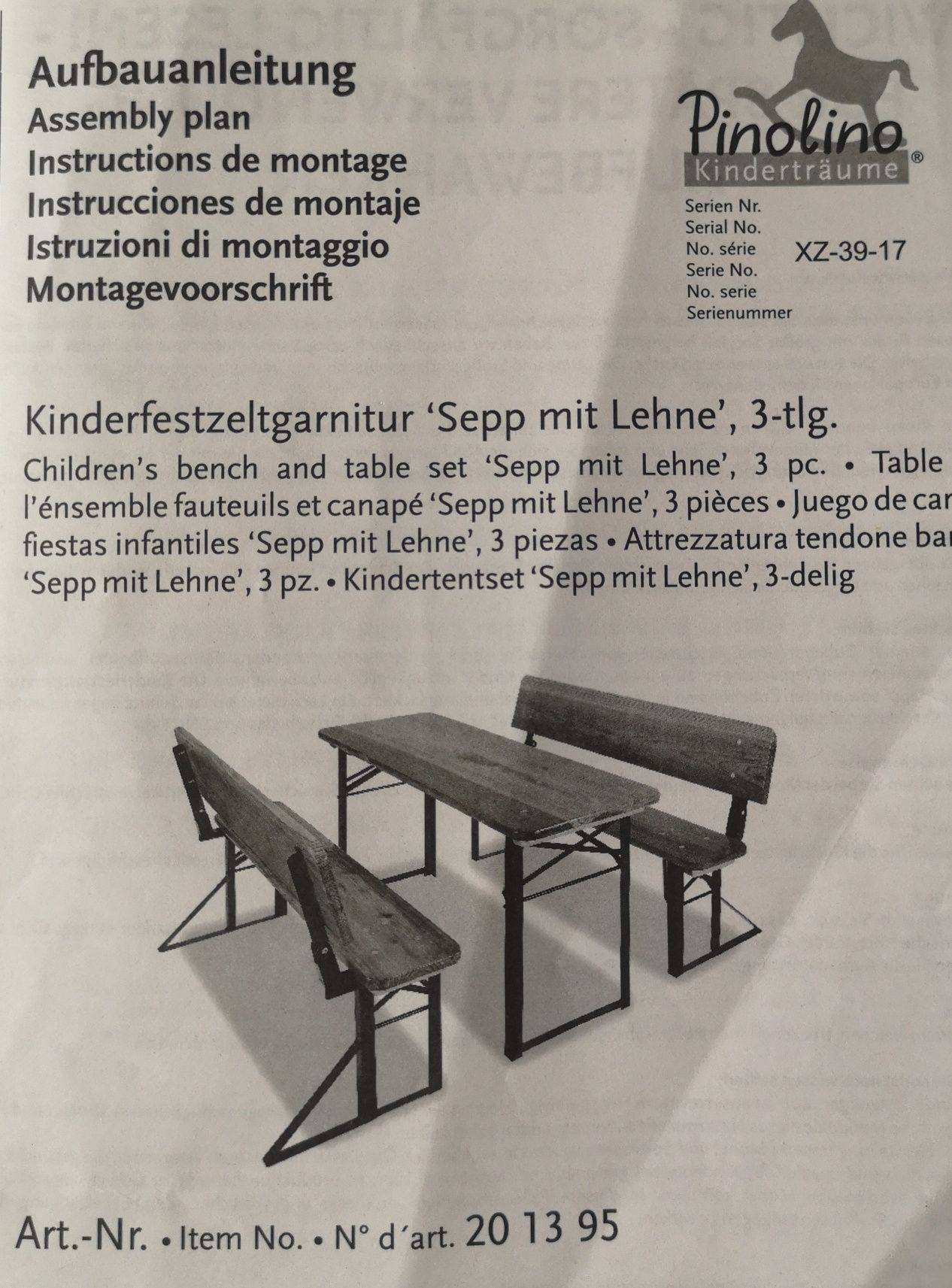 Pinolino zestaw ogrodowy Stolik ławki dla dzieci składane