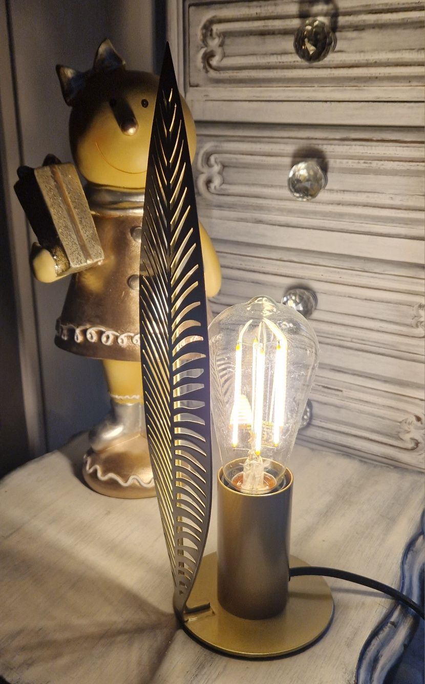 Lampa stołowa Liść matowe złoto stan idealny home glamour