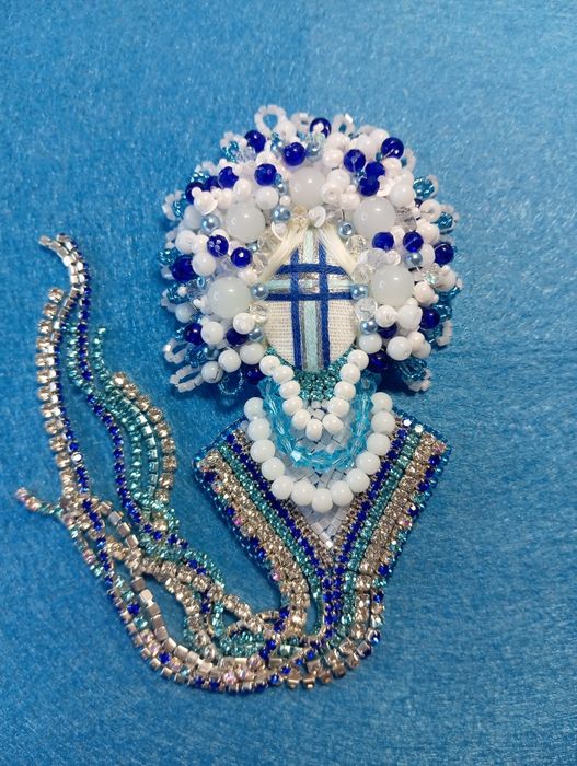 Брош Мотанка блакитна