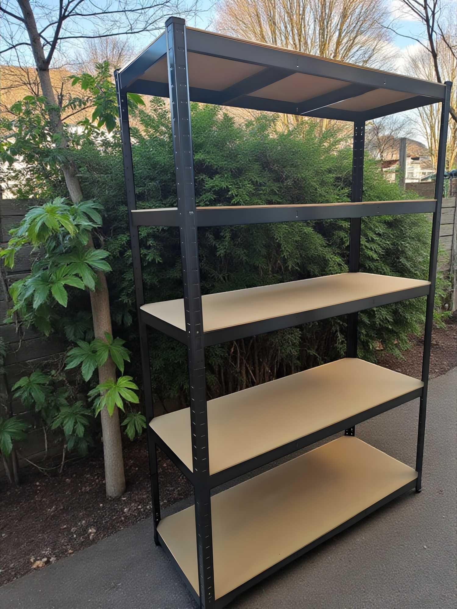 Стелажі чорні та оцинковані 180×90×40 з МДФ полицями - різні