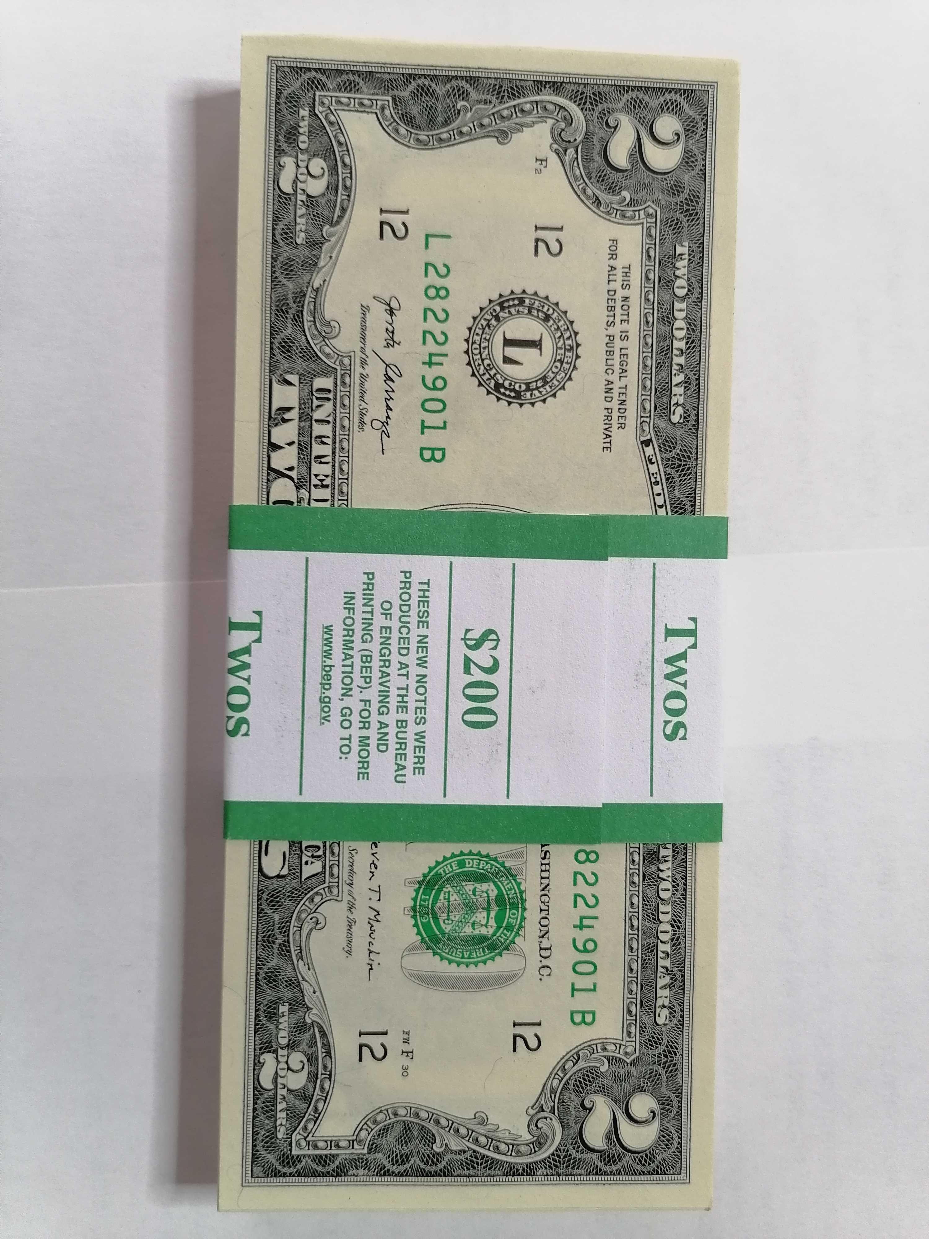 Dla kolekcjonera pakiet 100x 2$ stan bankowy.