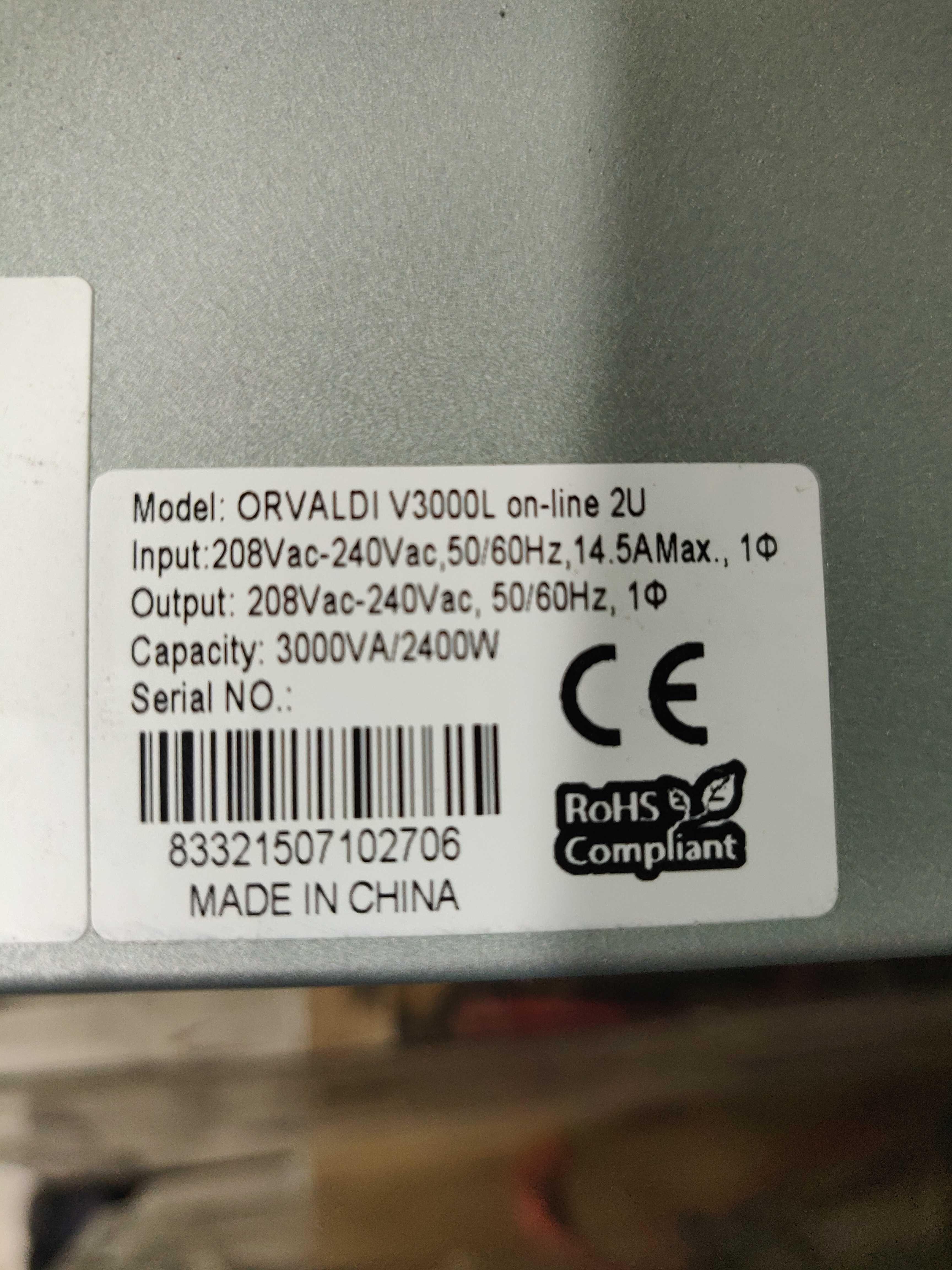 Moduł mocy ORVALDI V3000L on-line 2U
