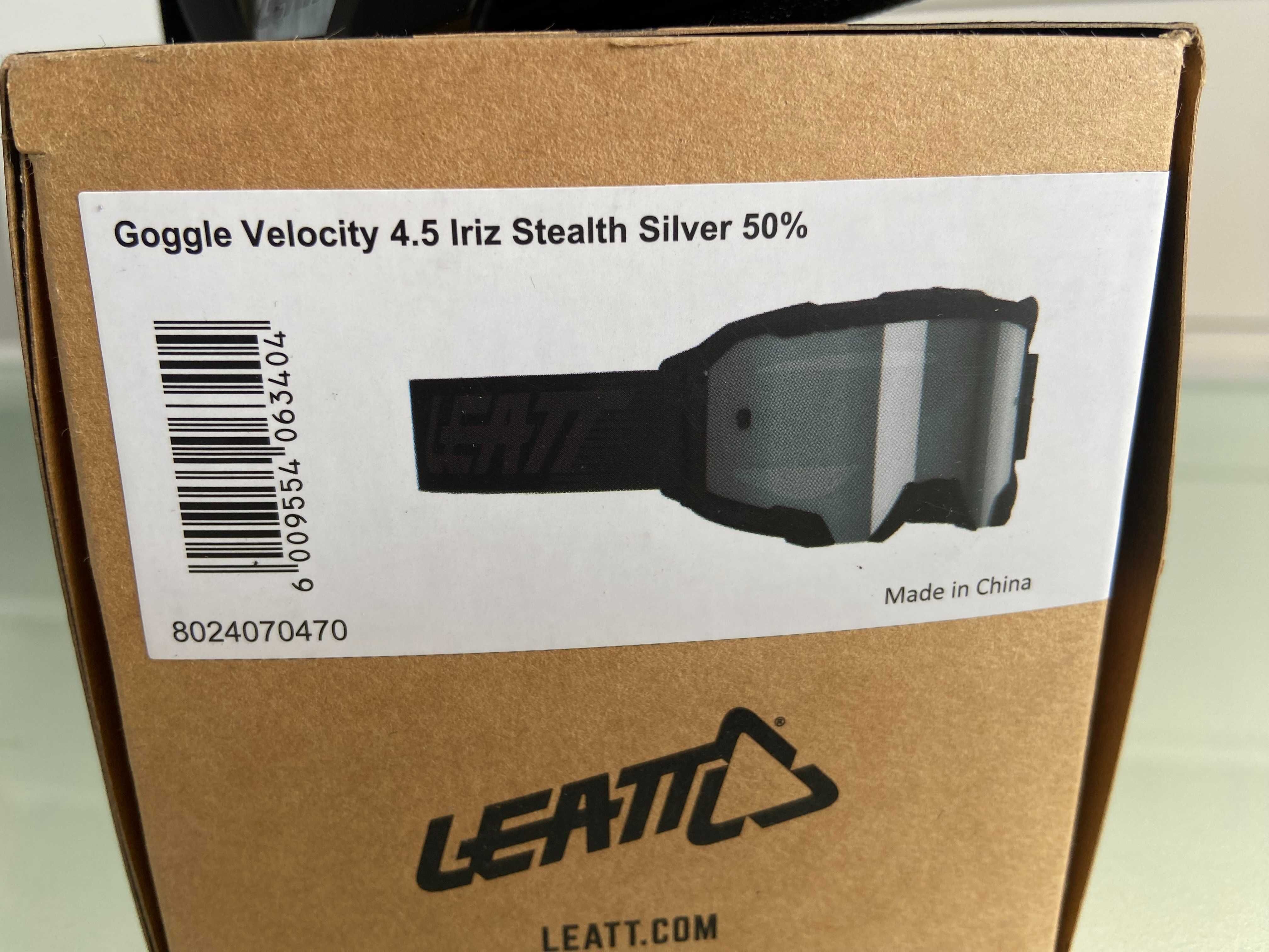 Gogle LEATT Velocity 4.5 Iriz Stealth Srebrne mx(cros,quad,enduro,mtb)