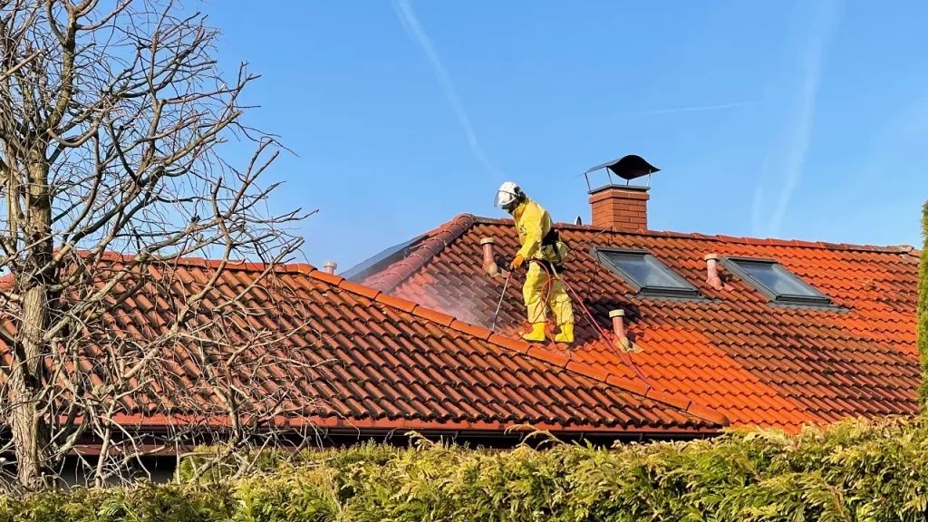 Czyszczenie kostki brukowej elewacji dachów