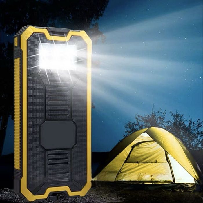 Power Bank 20000mAh з сонячною панеллю та ліхтарем, павербанк бронік