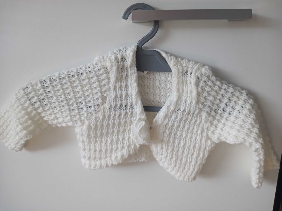 Bolerko do chrztu, sweterek do chrztu dla dziewczynki, rozmiar 62-68.