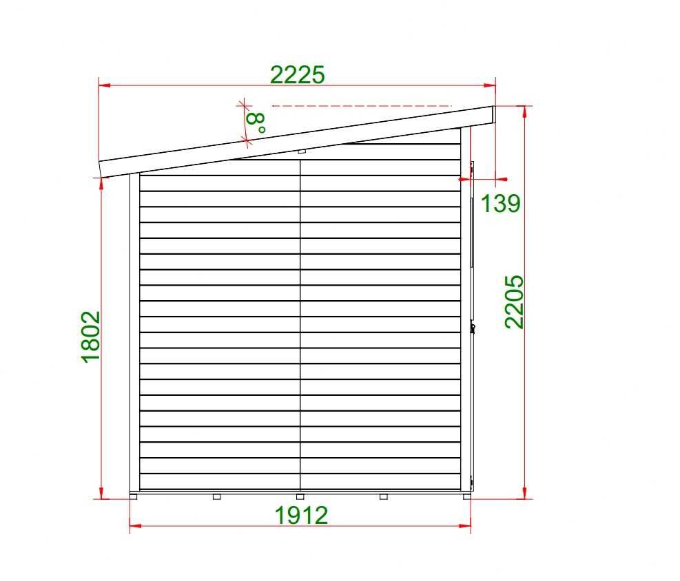 OD RĘKI domek panelowy narzędziowy świerk 2,2x1,9 2x2 płaski dach