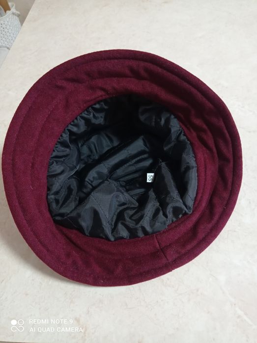 Czapka kapelusz toczek damski bordowy