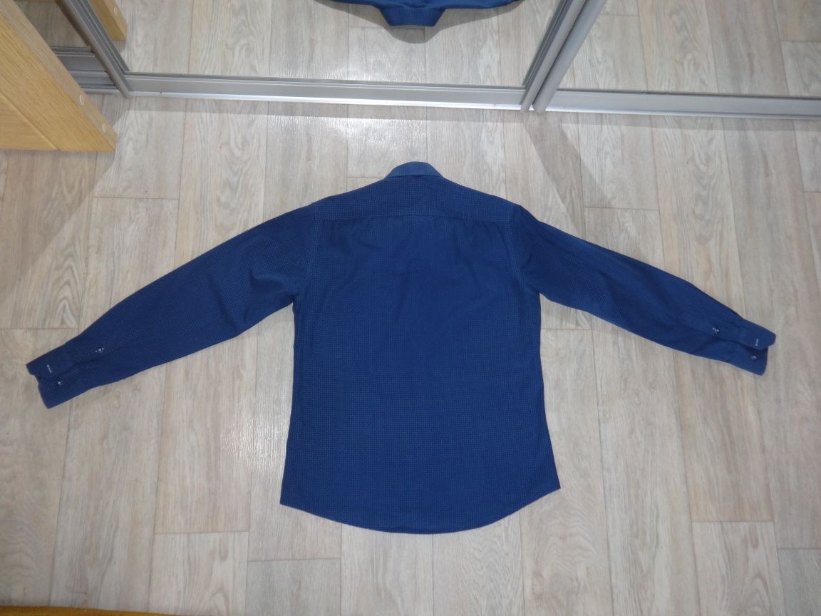 Синяя подростковая рубашка на мальчика S M 170см 16 17 лет подростка