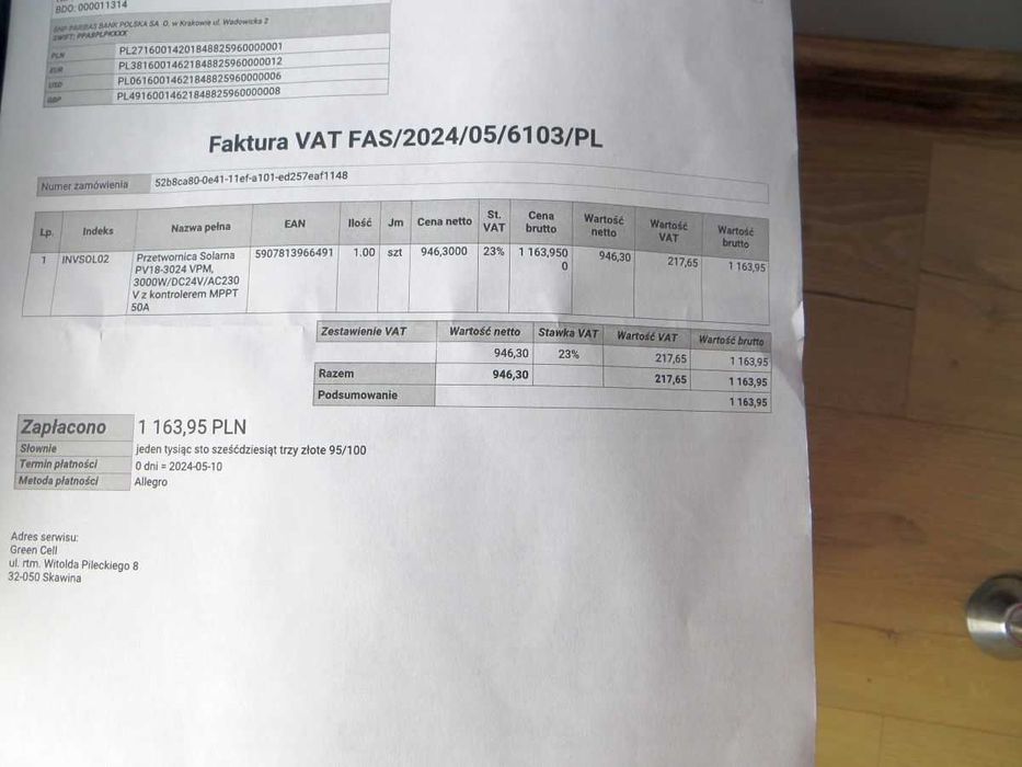 Inverter offgrid off-grid GreenCell 24V 3kW PV 50A gwarancja