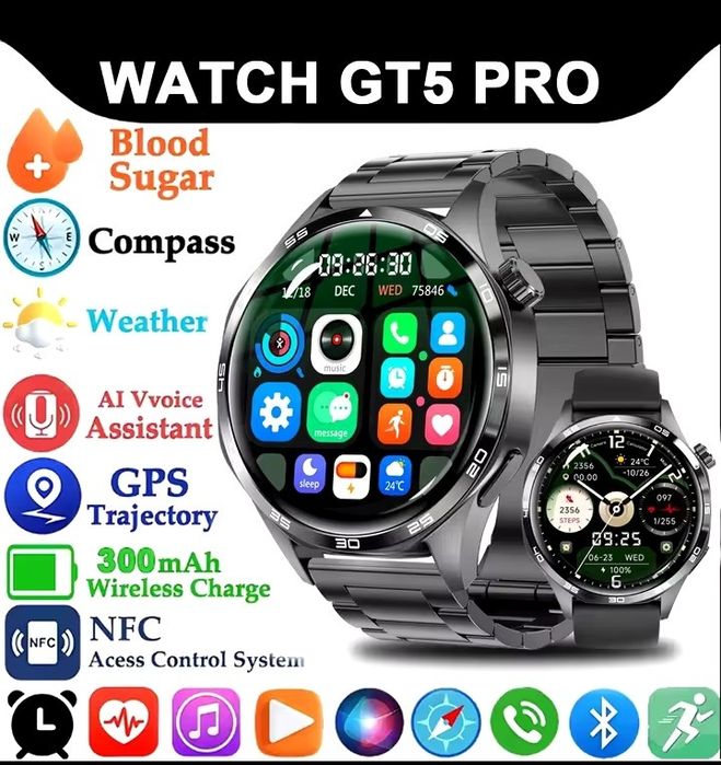 Умные часы I GT5 Pro GPS NFC Smart Watch Мужчины 360*360 AMOLED
