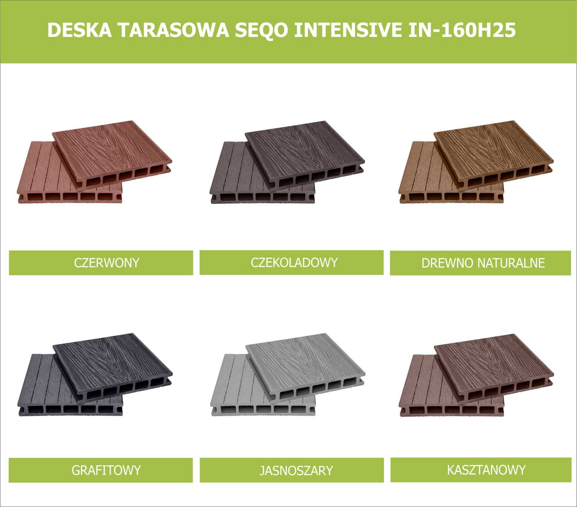 Deska tarasowa kompozytowa SEQO Intensive IN-160H25 - 2,90m