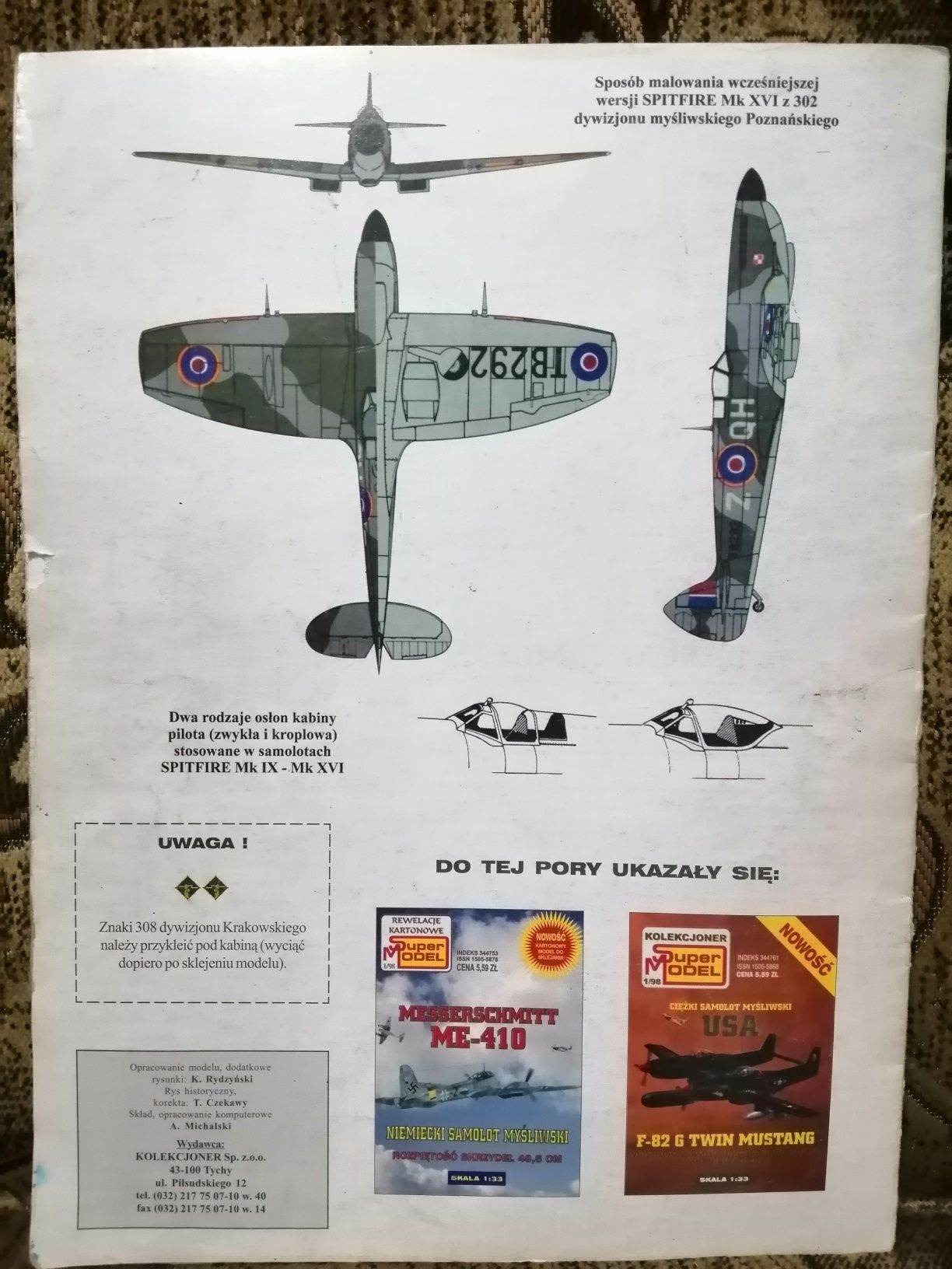 Supermarine Spitfire Mk. XVI model kartonowy 1:33