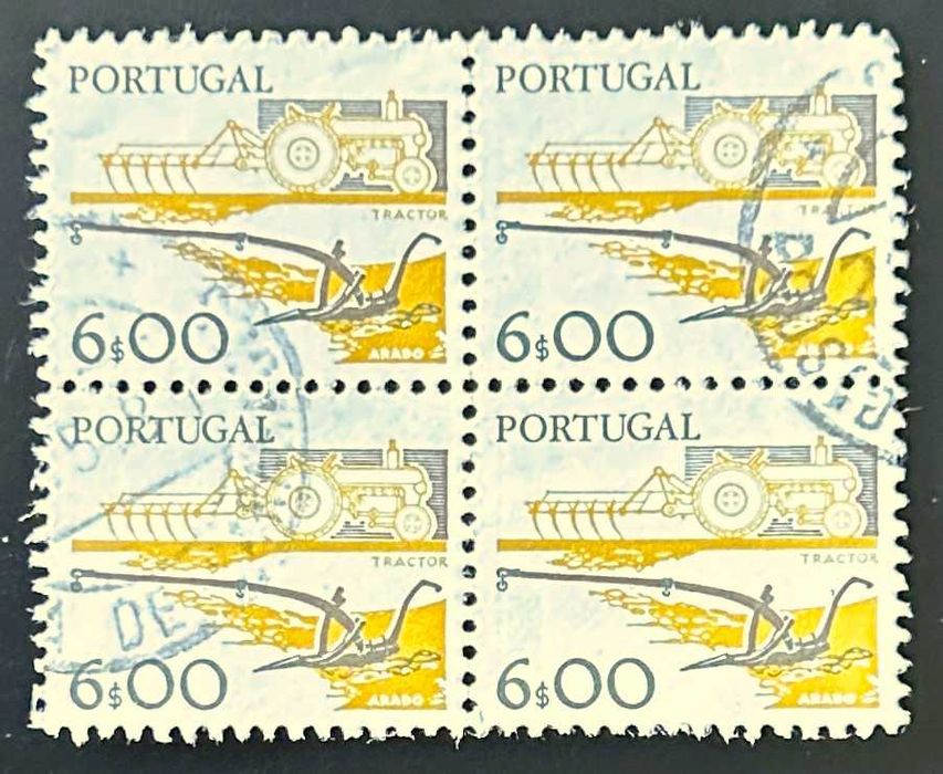 Quadra de selos usados de 6$00 - Instrumentos de trabalho - 1978