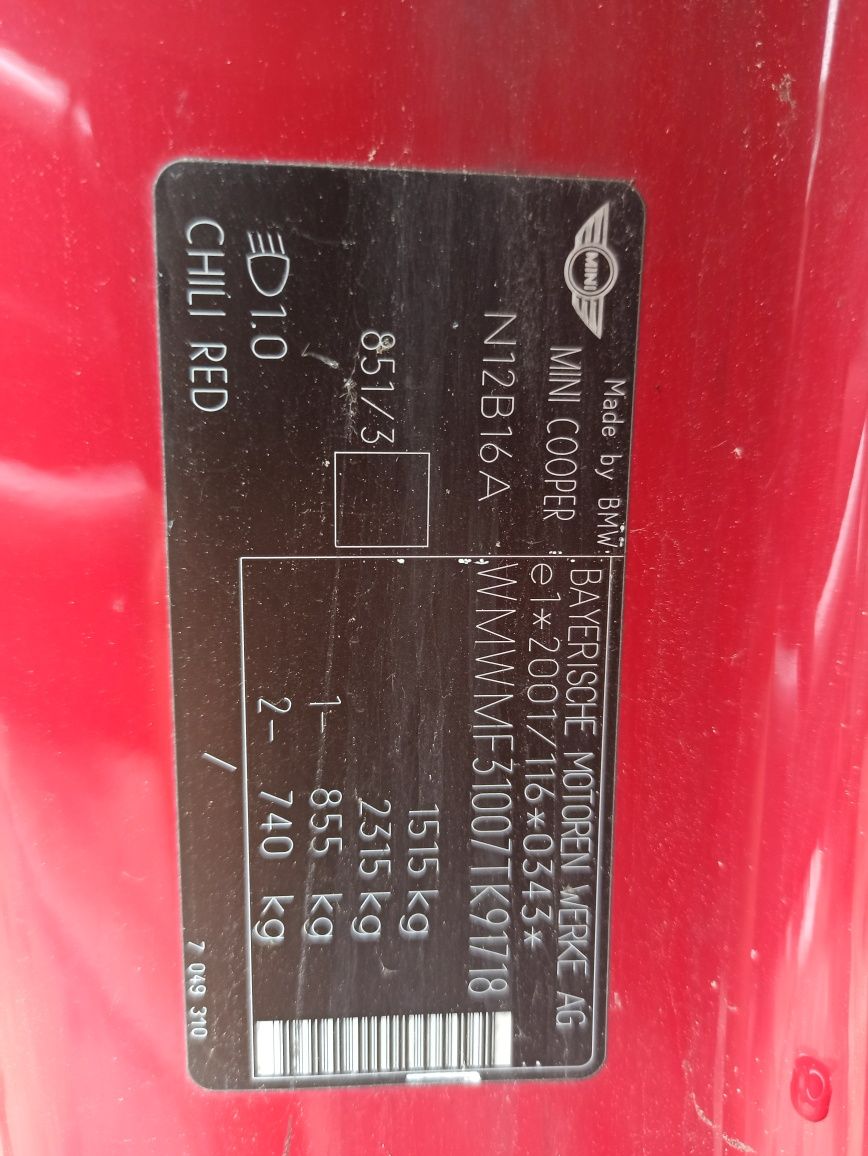 Mini  cooper  r55 r57 one zderzak maska lampy błotnik przód