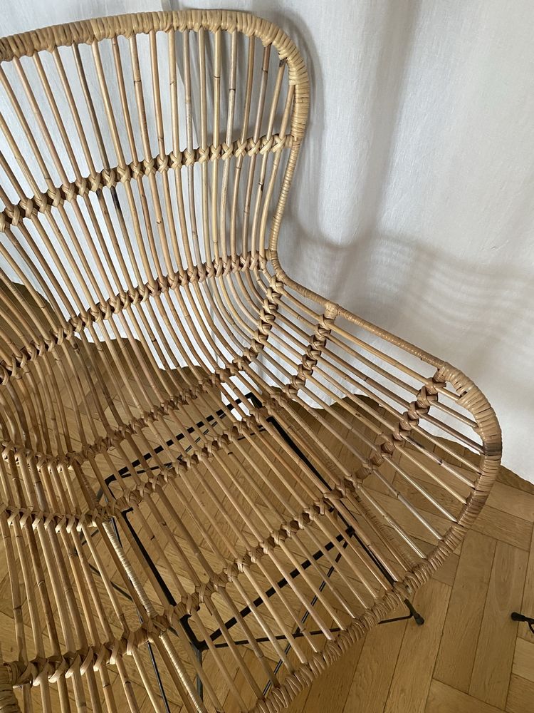 Dwa rattanowe designerskie fotele boho
