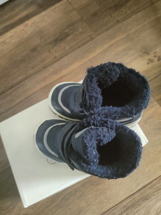 Buty chłopięce Lasocki CCC rozm. 22 zimowe ocieplane granatowe skóra