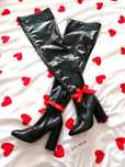 TANIO 23,5cm Kozaki za kolano styl latex winylowe love wysokie heels