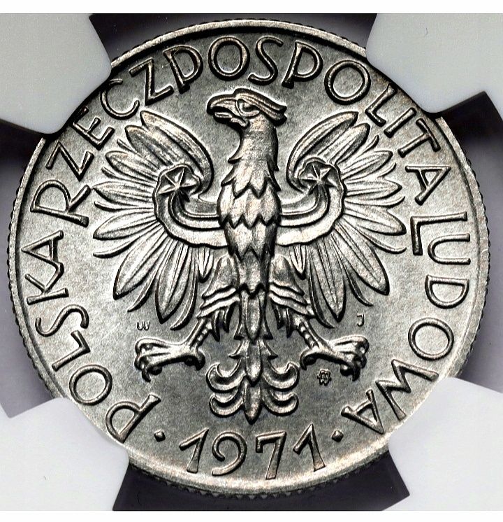 Moneta obiegowa prl 5 zł z rybakiem 1971r NGC