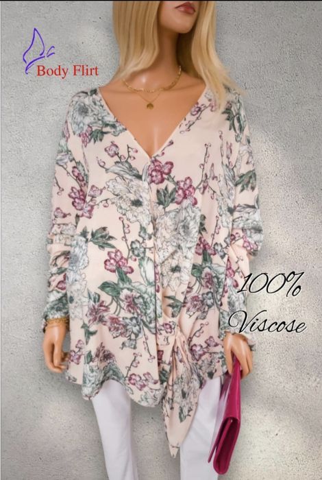 Romantyczna bluzka na jesień • Kwiatowy print • 4XL-6XL