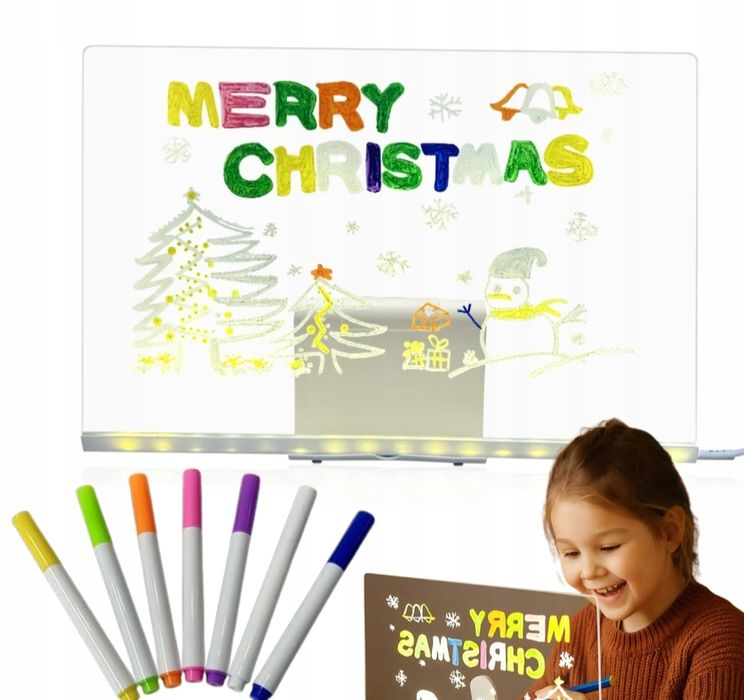 Kreatywna tablica LED + zestaw kolorowych pisaków
