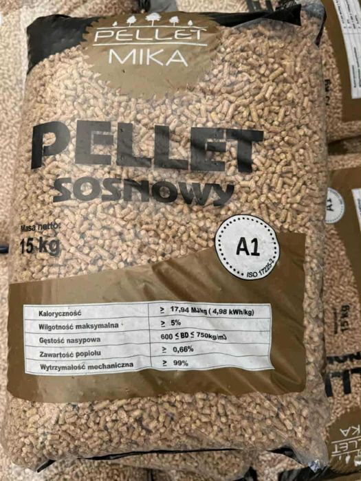 Pellet MIKA klasy A1   worek 15kg CERTYFIKOWANY Leszno Wlkp.