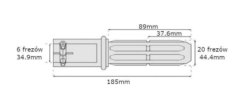 Adapter redukcja wałka WOM 6 frezów 34,9mm / 20 frezów 44,4mm