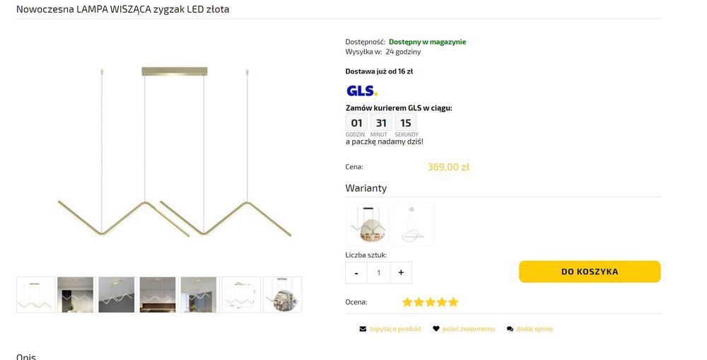 Lampa wisząca do salonu Zyg Zak