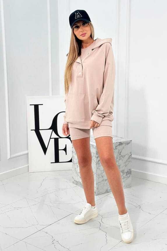 Bawełniany komplet 3w1. Bluza, top, legginsy prążek