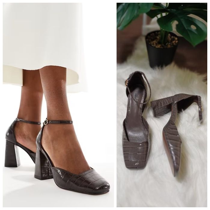 NEXT 41R szare lakierowane buty z kwadratowymi noskami skóra węża