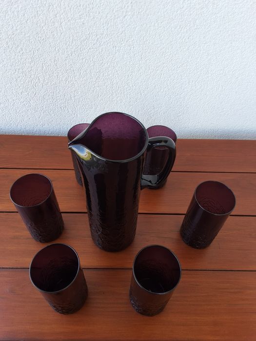 Wszewłod Sarnecki komplet dzbanek szklanki Krosno