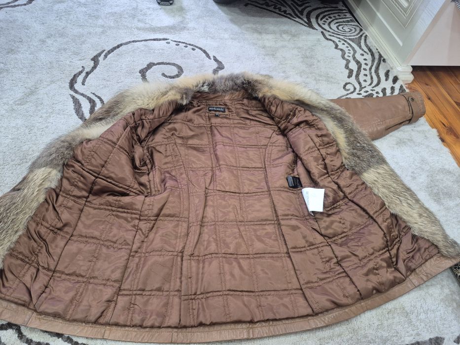 Винтажная кожаная куртка с отделкой из натурального меха