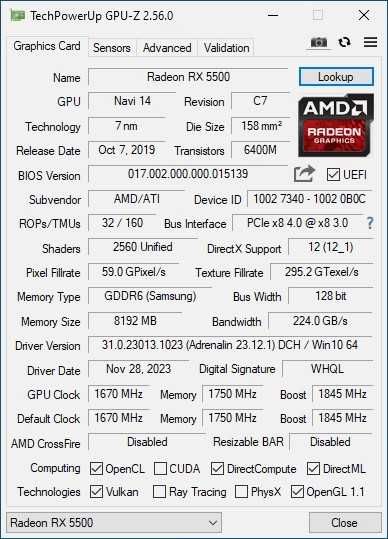 AMD Radeon rx 5500 8GB