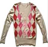 Cubus damski sweter sweterek w serek romby beżowy XL
