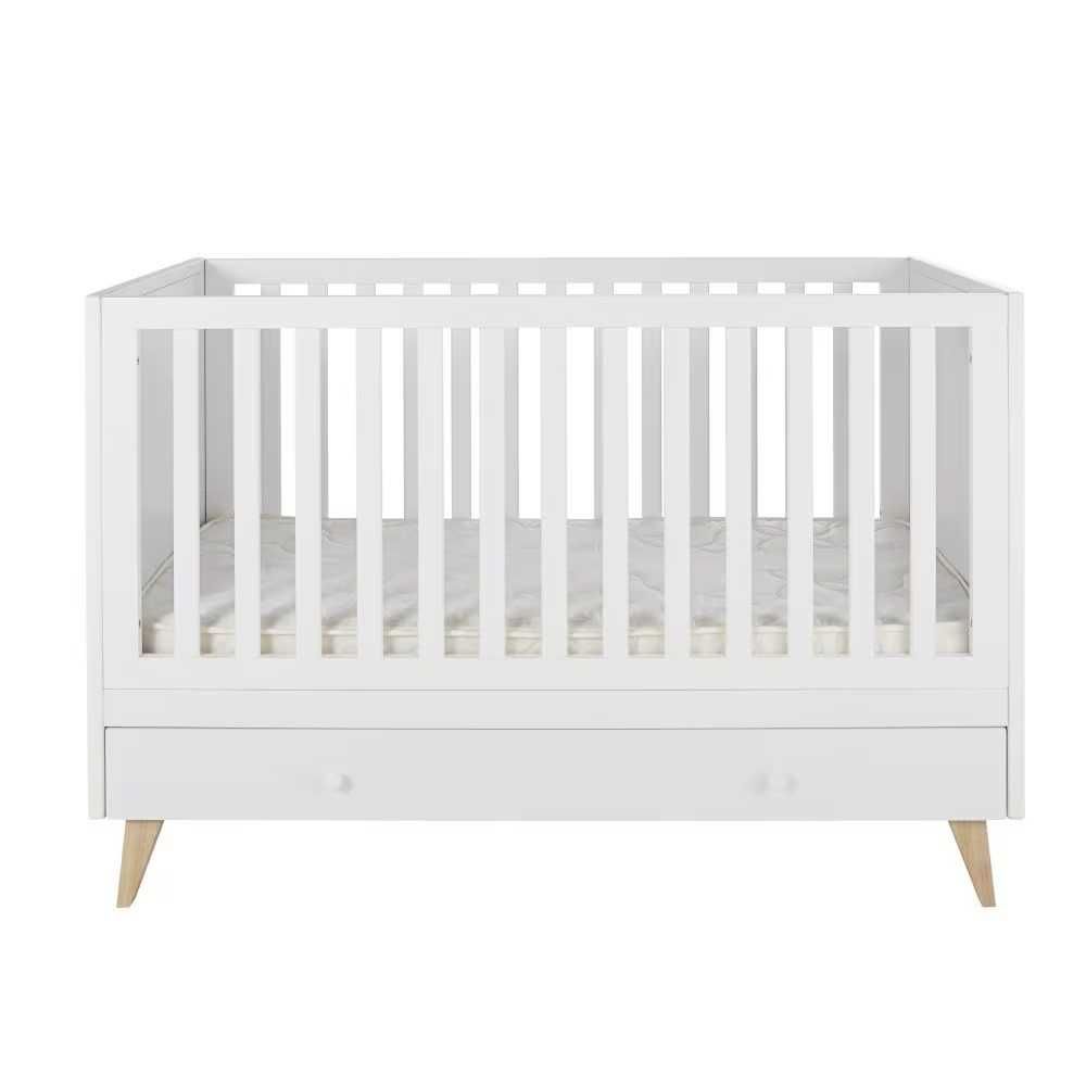 Lila - Berço evolutivo com grade de pinho e faia branco mate