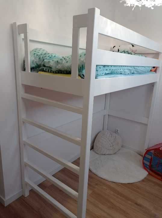 Łóżko piętrowe dziecięce - białe antresola drewno (80x180)