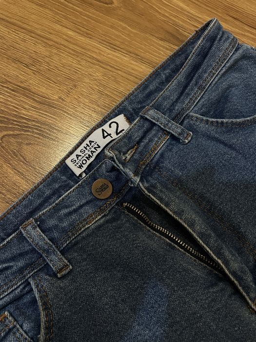 Джинси жіночі sasha демісезонні сині середня посадка еластичні