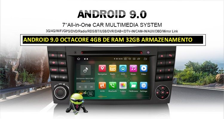 Auto-rádio 2 din android 14 64GB para Mercedes E220 w211 w219 w463