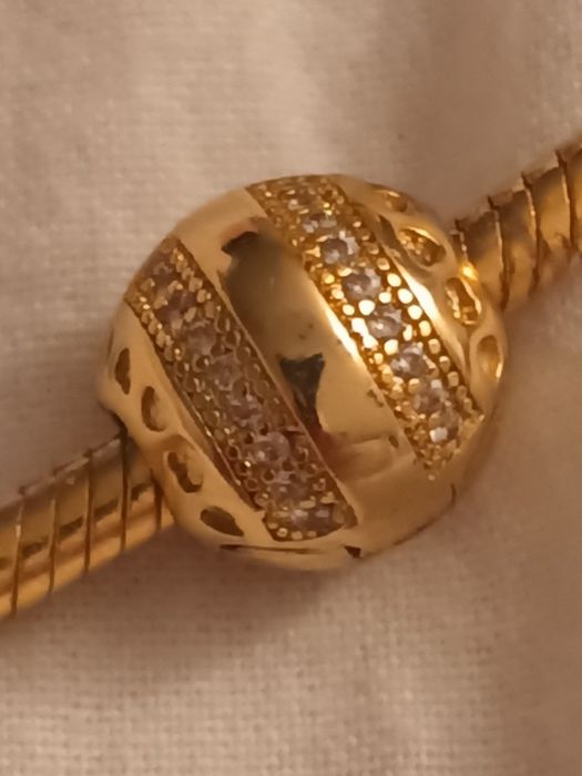 Charms klipsbloker zawieszka srebrna pozłacana do bransoletki typu Pan