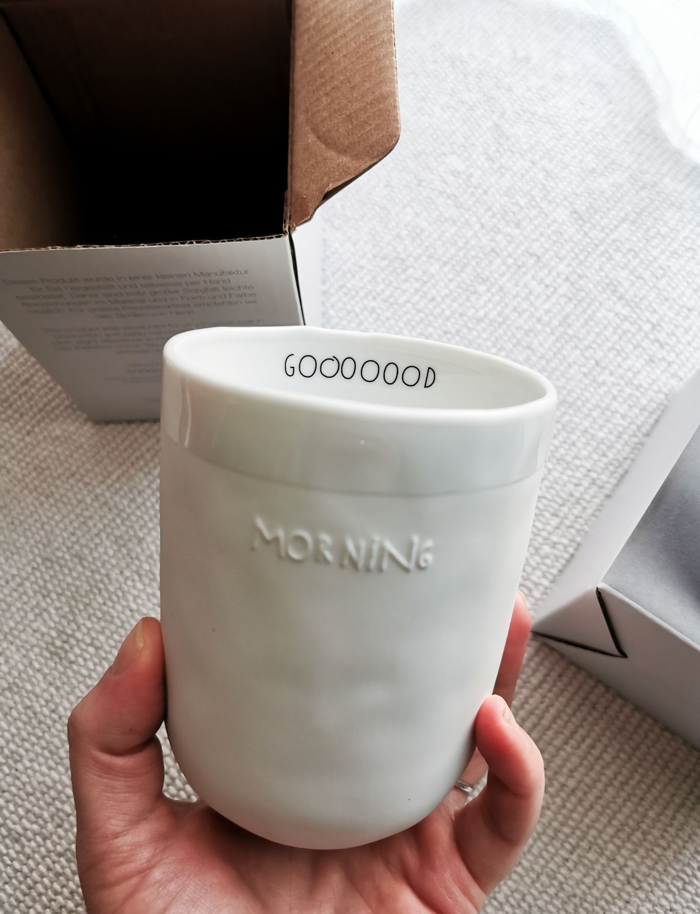 2 sztuki - Kubek ceramiczny handmade Gooood Morning, biały, 400 ml