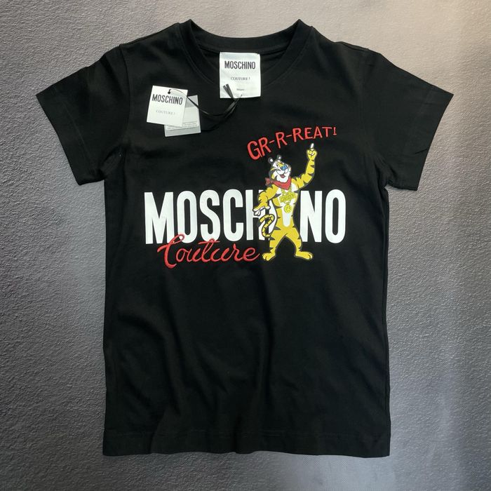 MOSCHINO PREMIUM -50% Женская футболка Москино черная люкс принт скидк