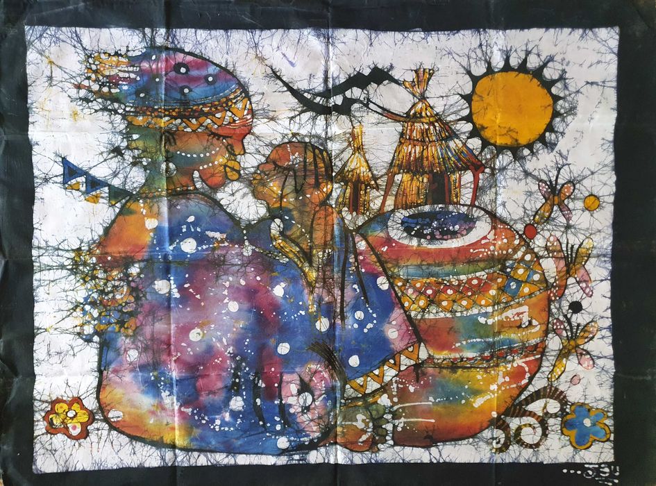 Batique Moçambicano - Tela Tecido Quadros Pintado Mao - Arte Africana