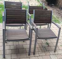 Lekkie aluminiowe drewniane krzesła ogrodowe