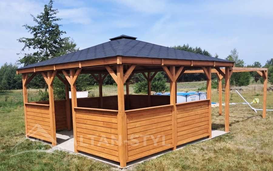 Altany, altanki, wiaty, altana ogrodowa LEA 4x4m + Pergola PRODUCENT