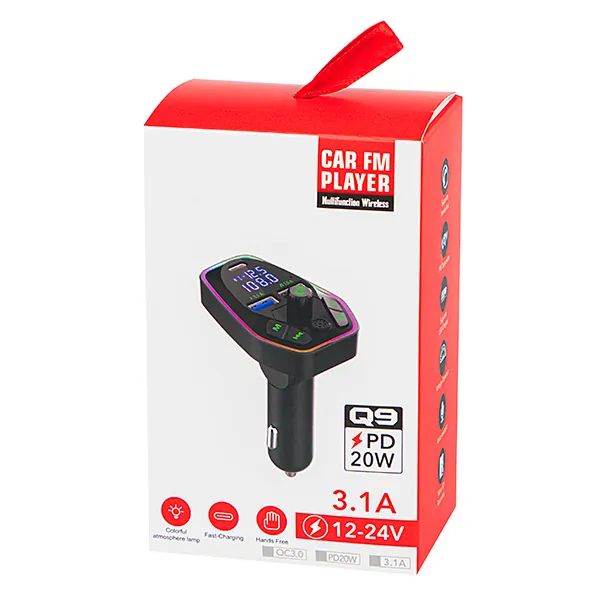 Podświetlany transmiter FM T-05 Bluetooth 5.0 SD USB QC USB-C 74-195#