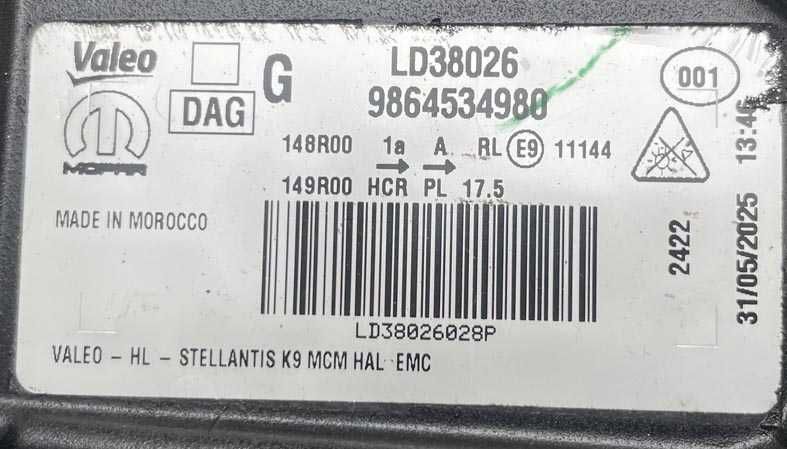 otica frontal ESQ partner III fase 2 / berlingo III fase 2 / doblo III