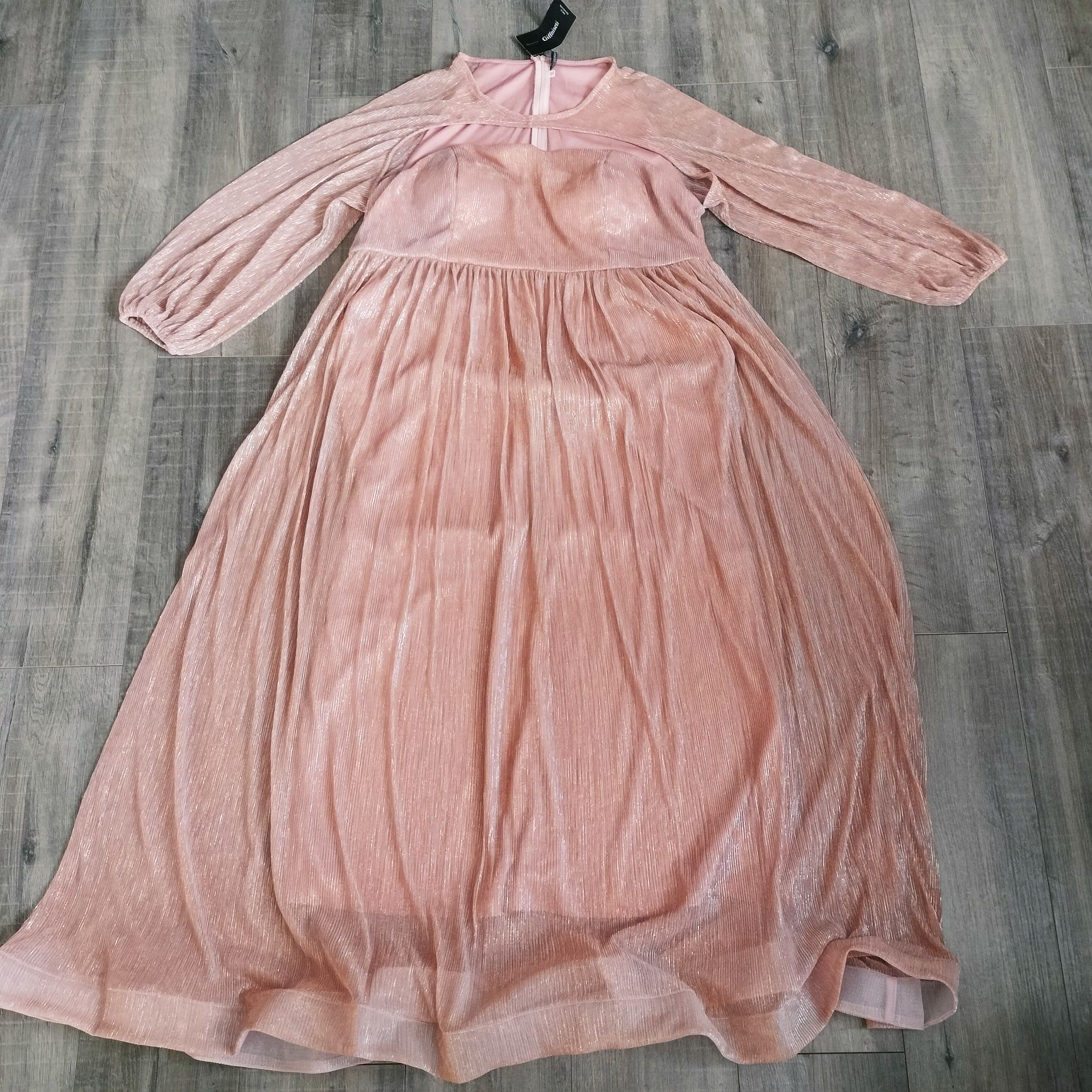 Sukienka maxi złoto srebro 3xl 50 balowa elegancka wieczorowa gorset